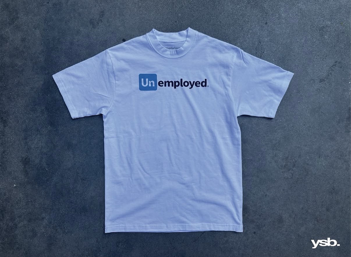 Un/Employed tee, periwinkle colorway